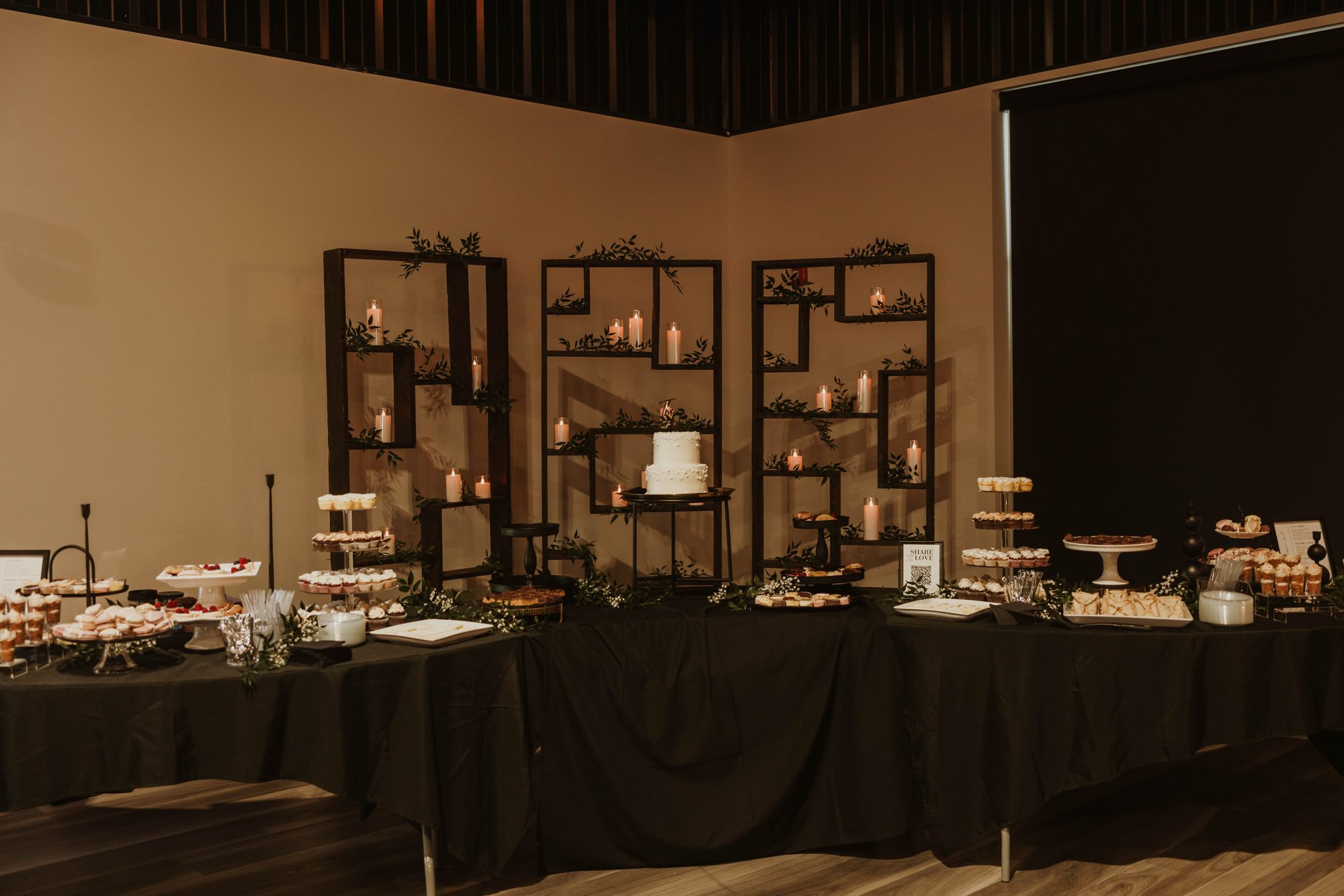 Dessert display wall set up in the main room