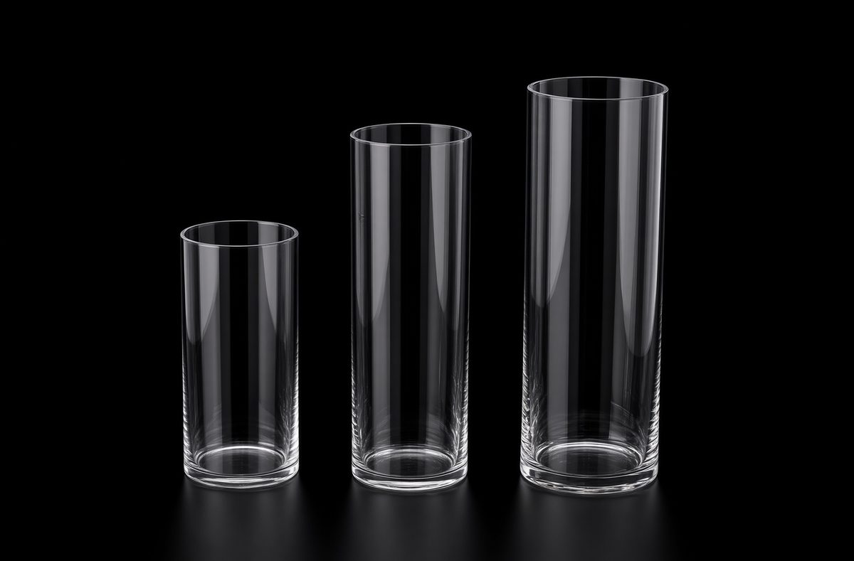 Set of tapered glass vases in three heights