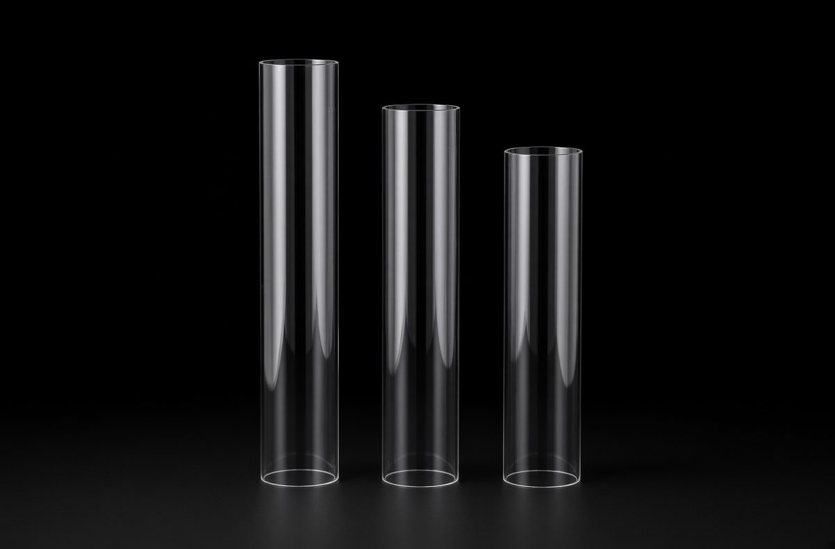Tall glass hurricane vases in three heights