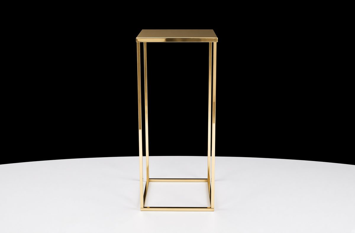 Polished gold flower stand, 23.5 inches tall