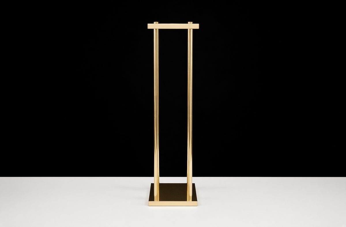Tall polished gold flower stand