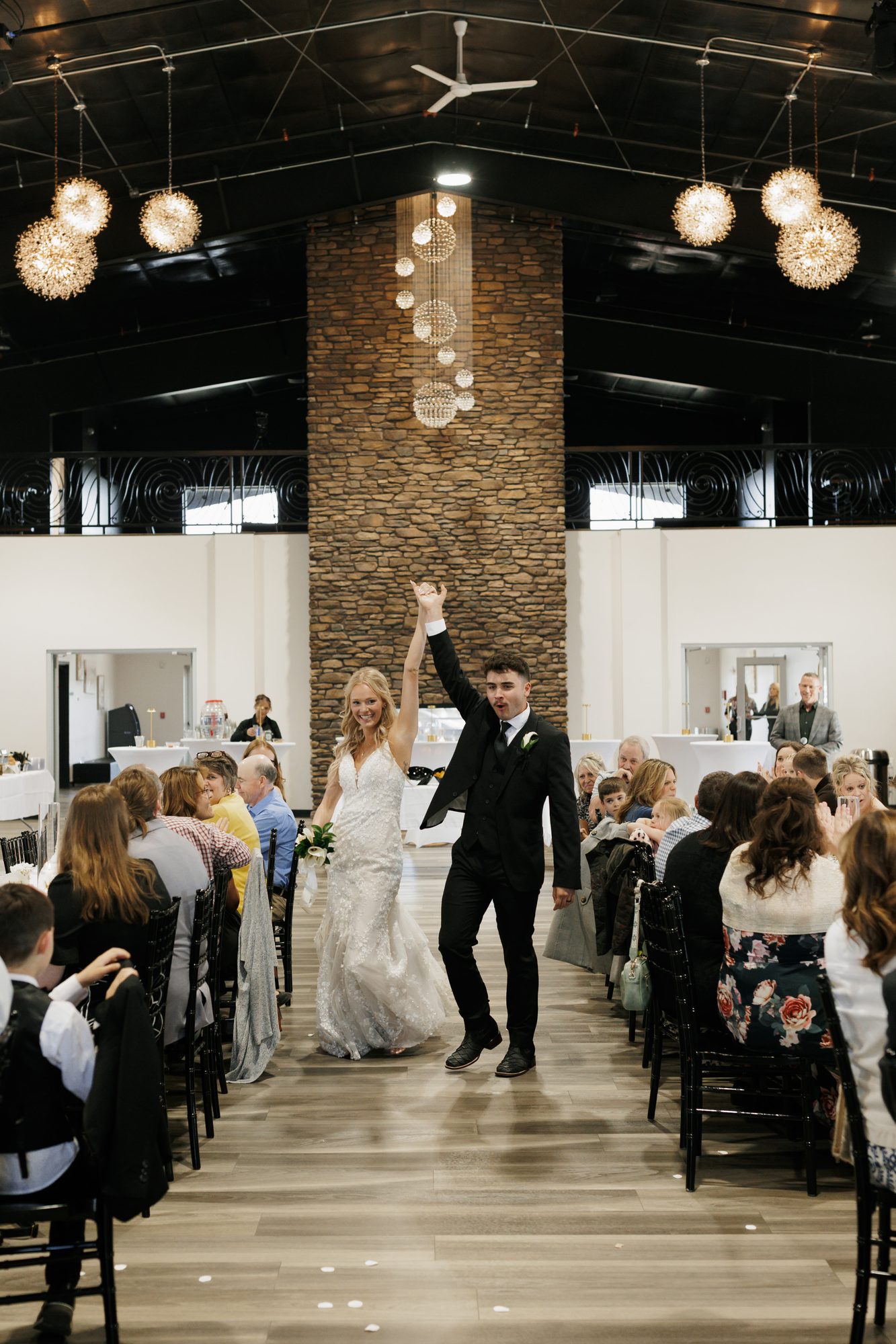 Newlyweds making their grand entrance